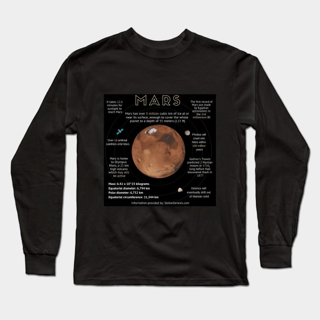 Mars Infographics Long Sleeve T-Shirt by Multiplanetary Studios